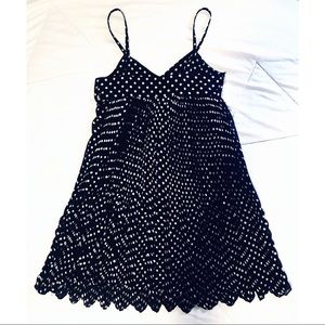 Sue Wong 90s Polka Dot Summer Pleated Mini Dress